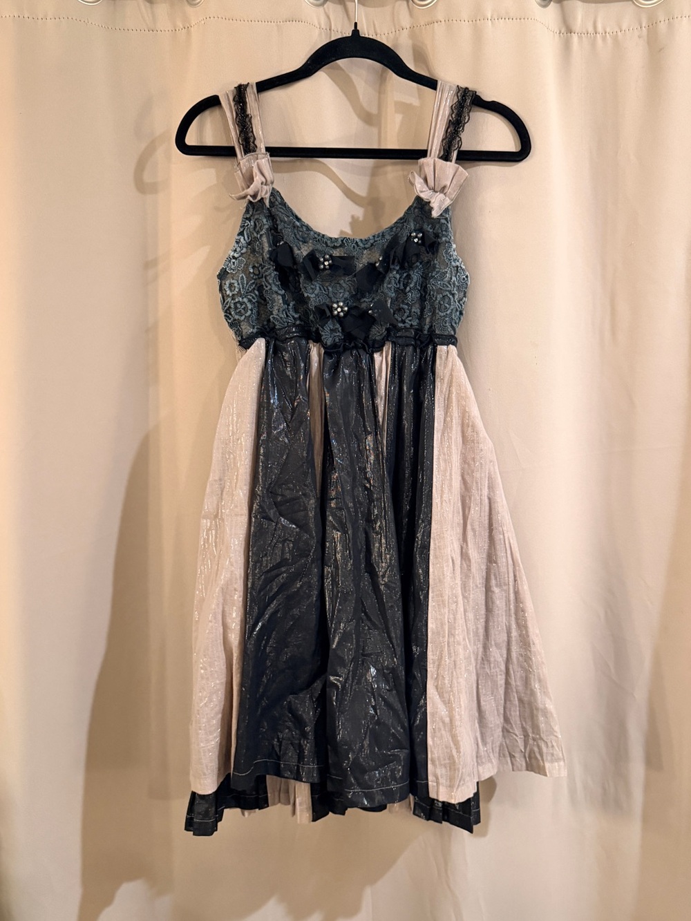 Radzoli Black and Cream Lace Accent Party Dress